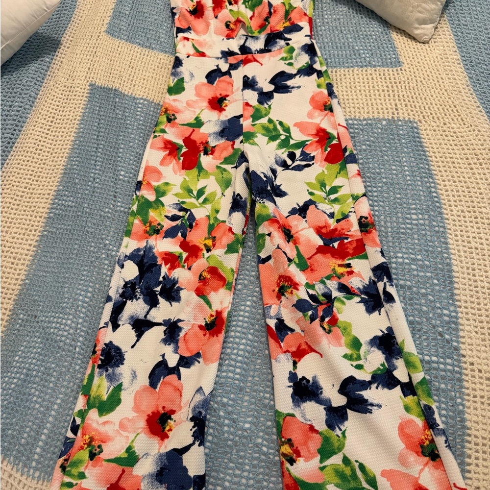Privy Red and Pink Floral Jumpsuit